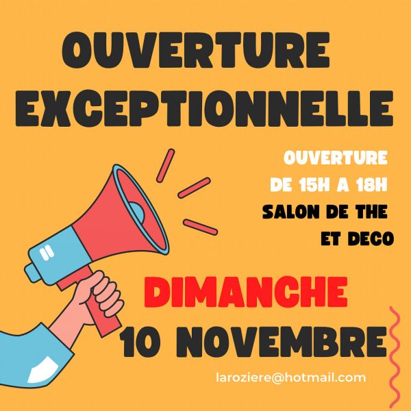 Ouverture ce dimanche 10 novembre 